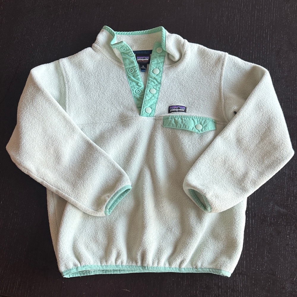 Kids Patagonia Light Green Fleece Pullover